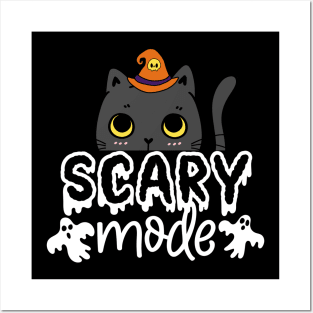 Cute Halloween Cat - Scary mode Posters and Art